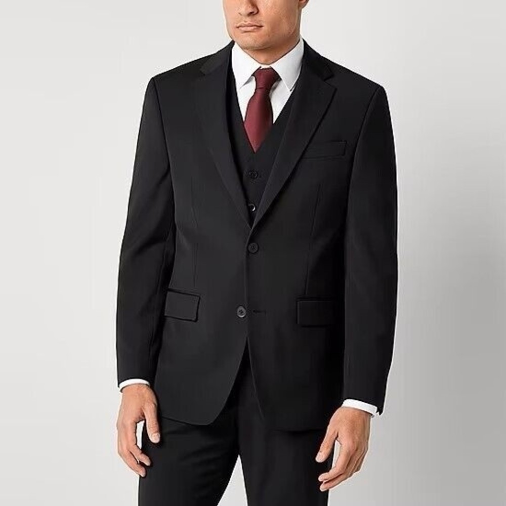 collection by Michael Strahan Suit Jacket 50 Long Black Slim fit stretch